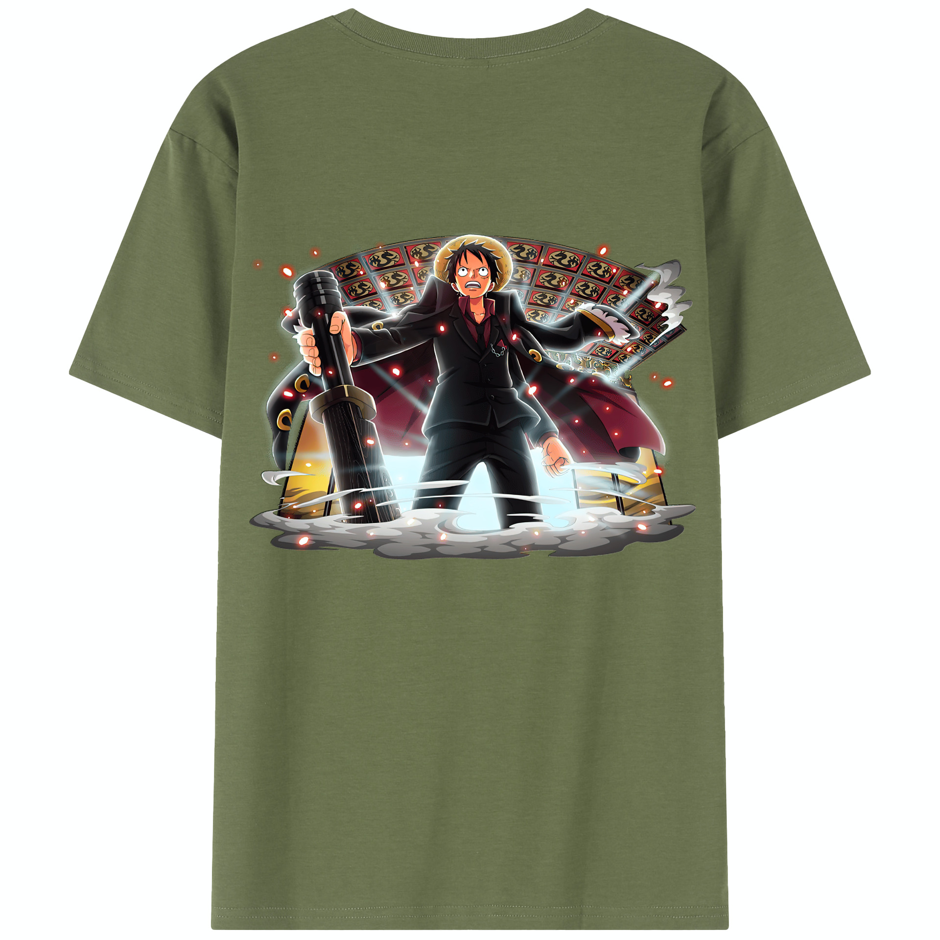ワンピース モンキー・D・ルフィ ONE PIECE Monkey D. Luffy 綿100％半袖Tシャツ（背面プリント）
